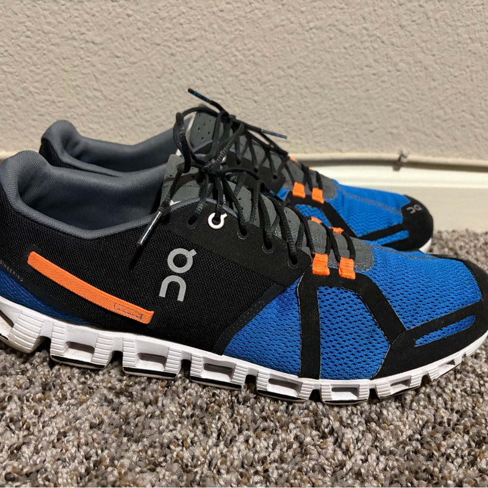 On Running Black and Blue Athletic Shoes